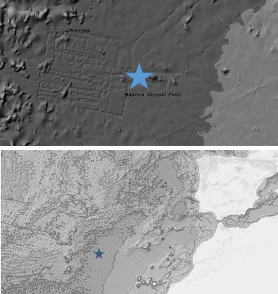 Atlantis map with superimposed stars for location identification