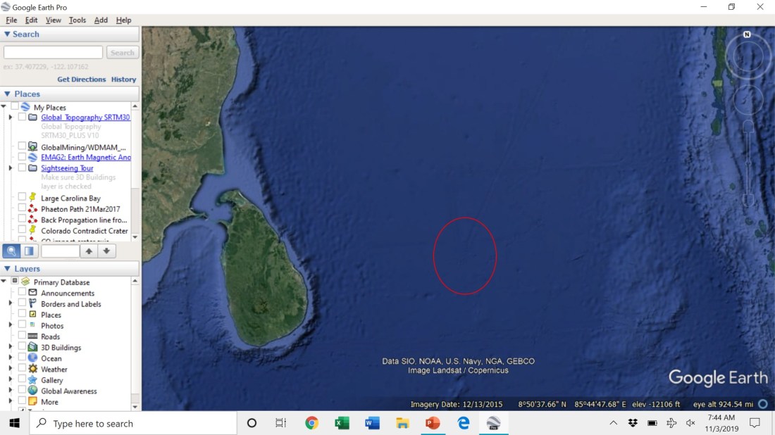 Figure 6 Feature submerged east of Sri Lanka