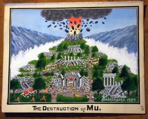 The Destruction of Mu waves volcanoes buildings in collaps